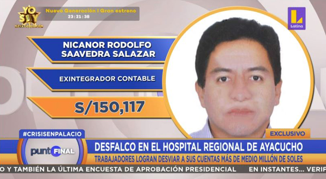 Funcionarios del Hospital de Ayacucho desfalcan más de medio millón de soles a sus cuentas