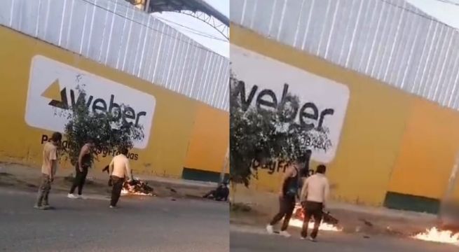 Vecinos le prenden fuego a delincuente y lo golpean con piedras tras detenerlo