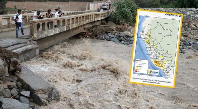 Alerta de activación de quebradas en varias regiones del país, según Senamhi e Indeci