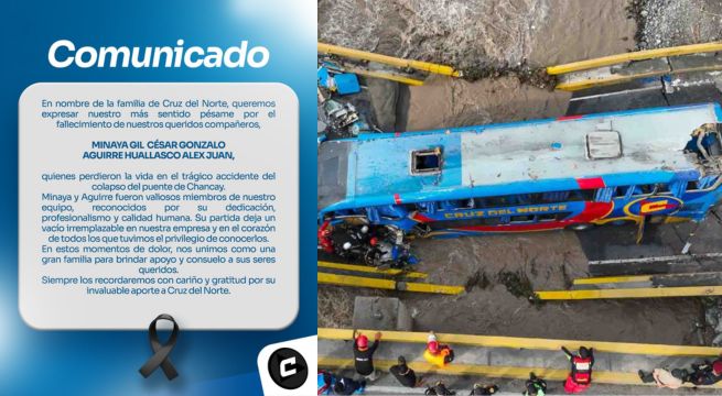 Tragedia en Chancay: Cruz del Norte expresa condolencias por fallecidos en colapso del puente
