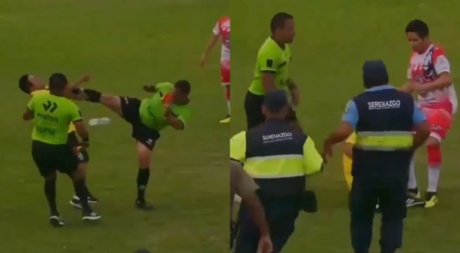 Árbitro de Copa Perú se defiende de una agresión con patada voladora [VIDEO]
