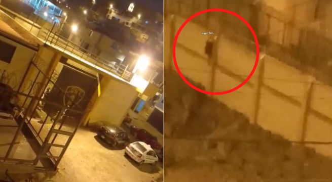 Delincuente trepa pared del penal de Lurigancho y fuga: videos captan su huida