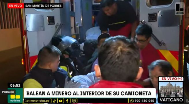 Balean a minero al interior de su camioneta en San Martín de Porres