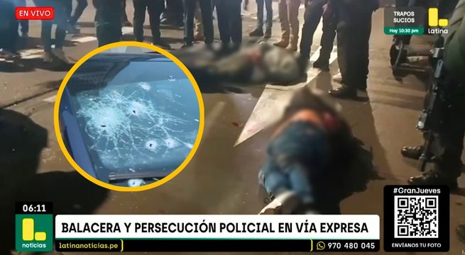 Así quedó la camioneta de los delincuentes tras feroz balacera con la PNP en la Vía Expresa