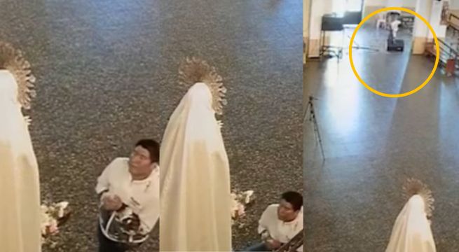 Hombre finge rezar ante la Virgen para robar un parlante de iglesia en Carhuaz