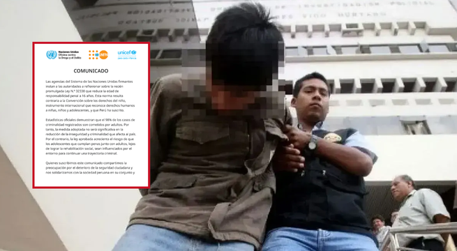Unicef pide derogar ley que establece que menores de 16 y 17 años sean procesados como adultos