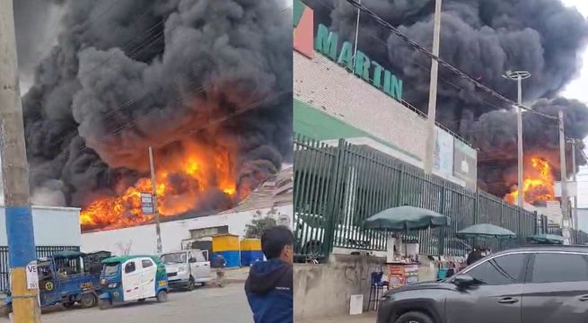 Voraz incendio consume almacén de colchones en Villa El Salvador